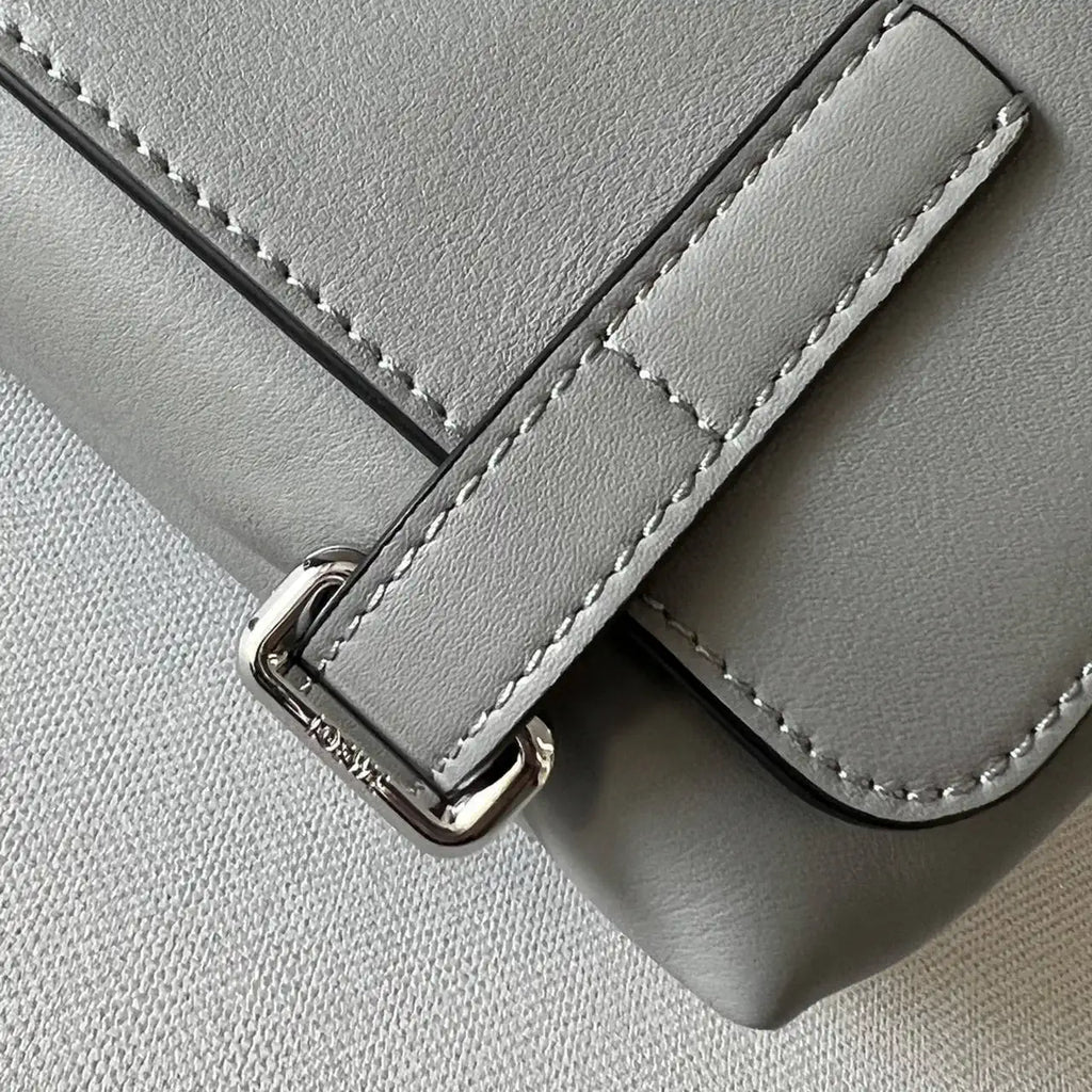 Loewe XS Military messenger bag in supple smooth calfskin and jacquard B553A72X27 Gray