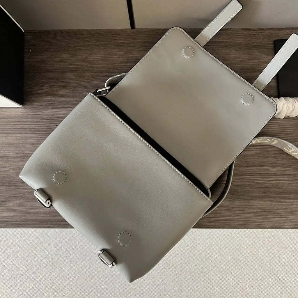 Loewe XS Military messenger bag in supple smooth calfskin and jacquard B553A72X27 Gray