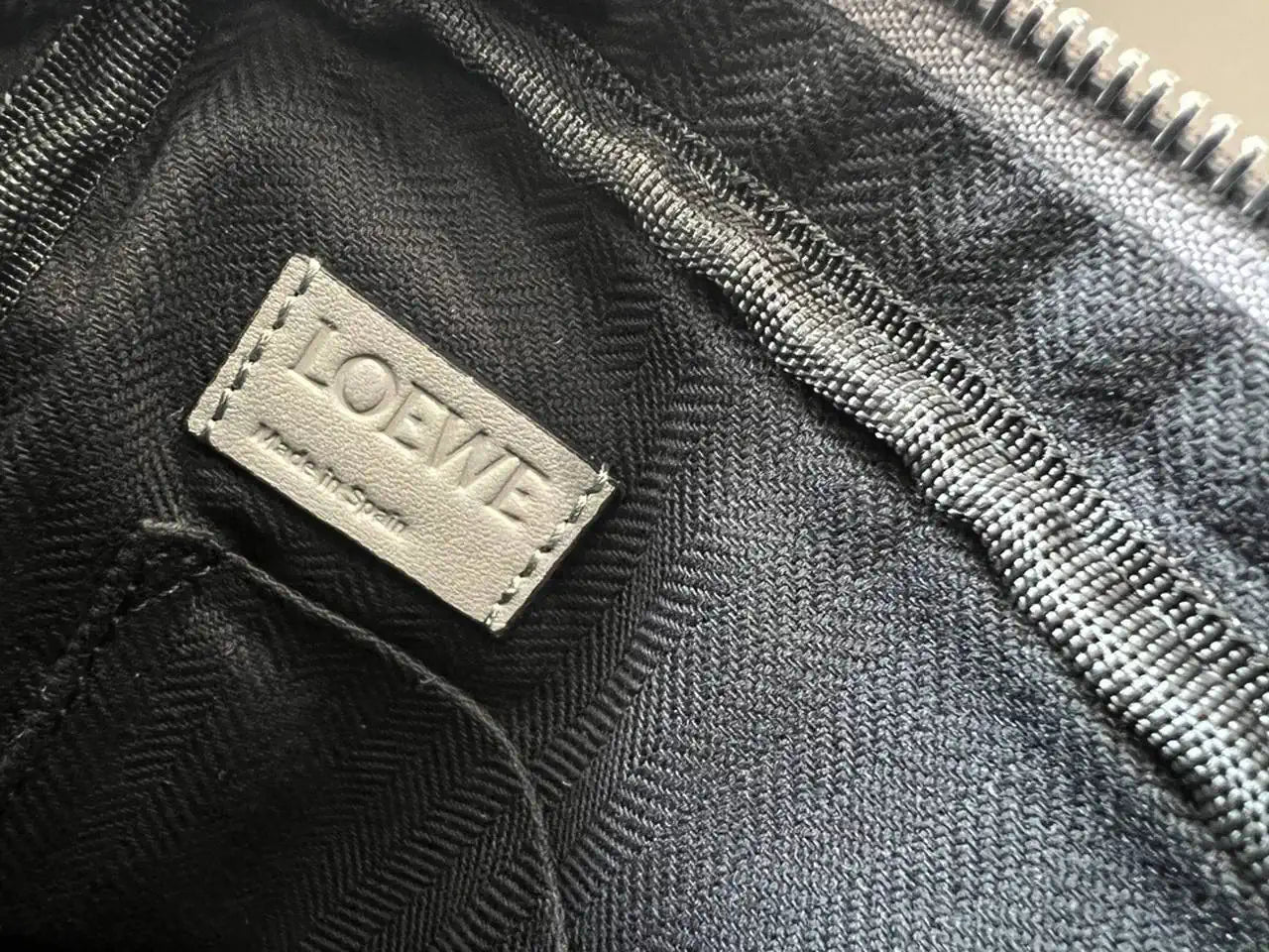 Loewe XS Military messenger bag in supple smooth calfskin and jacquard B553A72X27 Gray