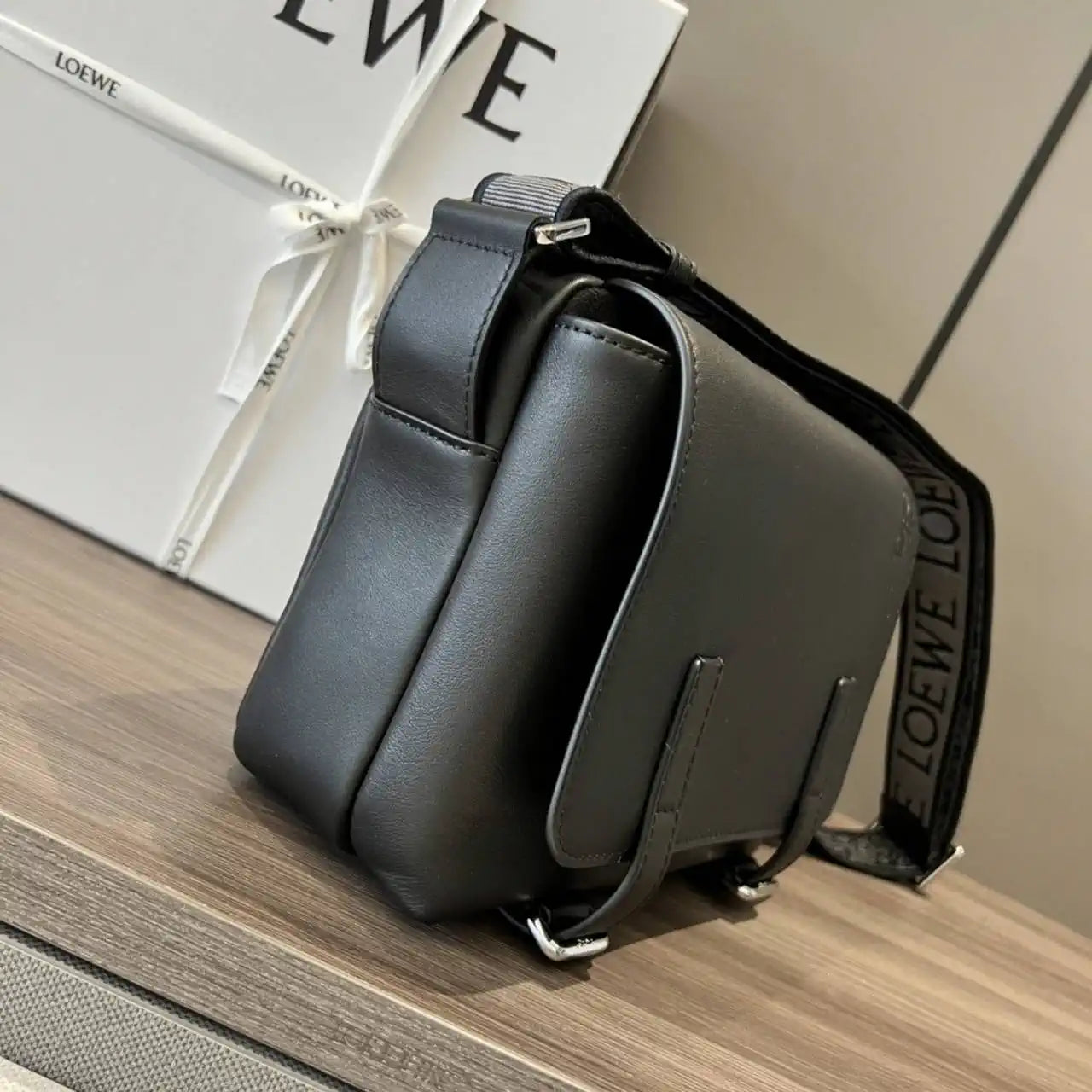 Loewe XS Military messenger bag in supple smooth calfskin and jacquard B553A72X27