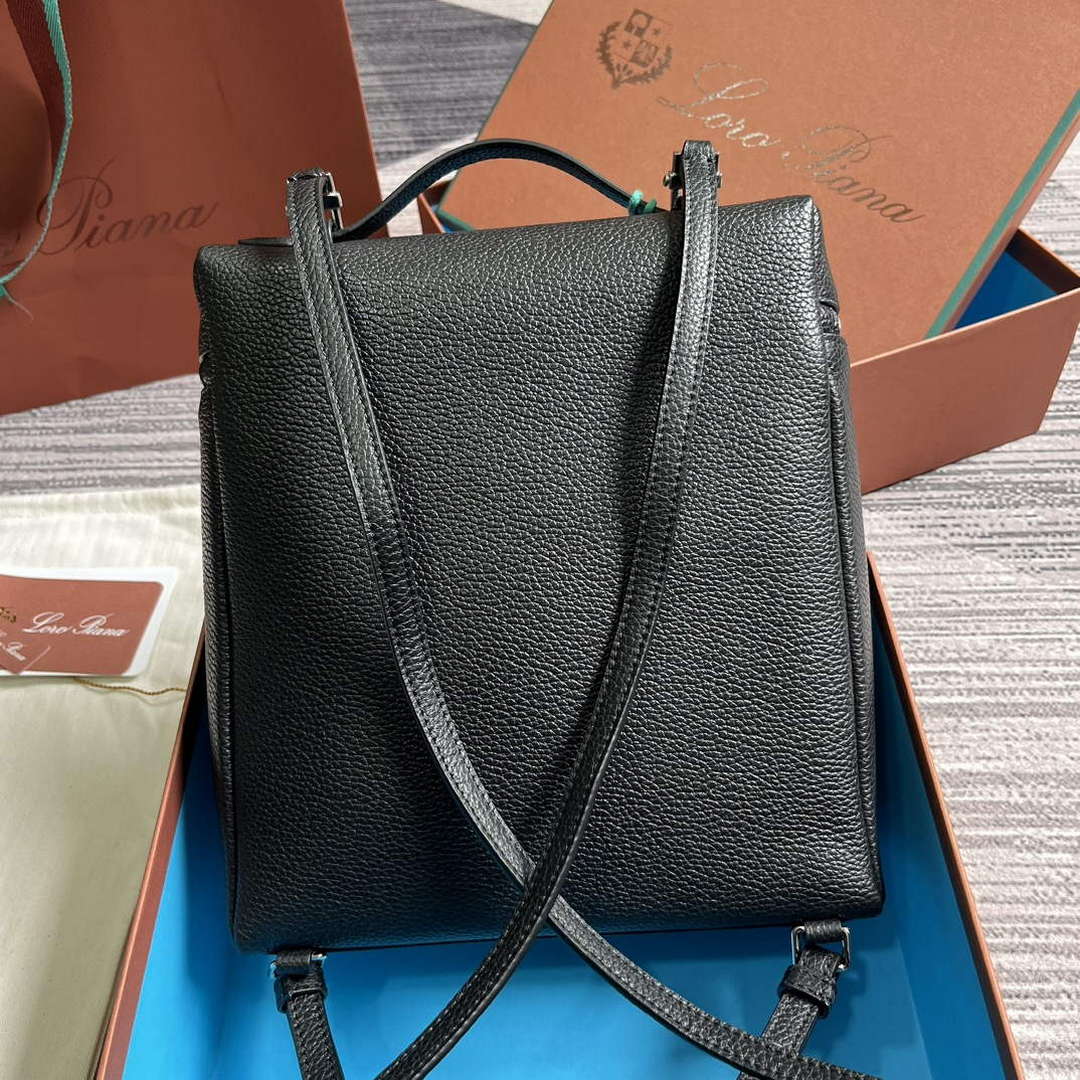 Loro Piana FAM6491 Extra Pocket Backpack L23.5 Black