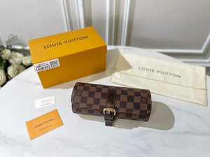 Louis Vuitton 3 Watch Case Damier Graphite Canvas N41137 Cofee - Default Title - View 1
