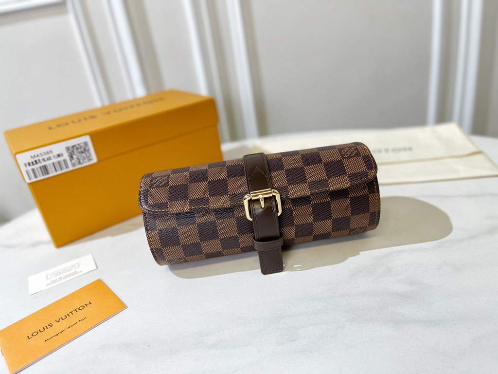 Louis Vuitton 3 Watch Case Damier Graphite Canvas N41137 Cofee
