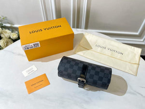 Louis Vuitton 3 Watch Case Damier Graphite Canvas N41137 - Default Title - View 1