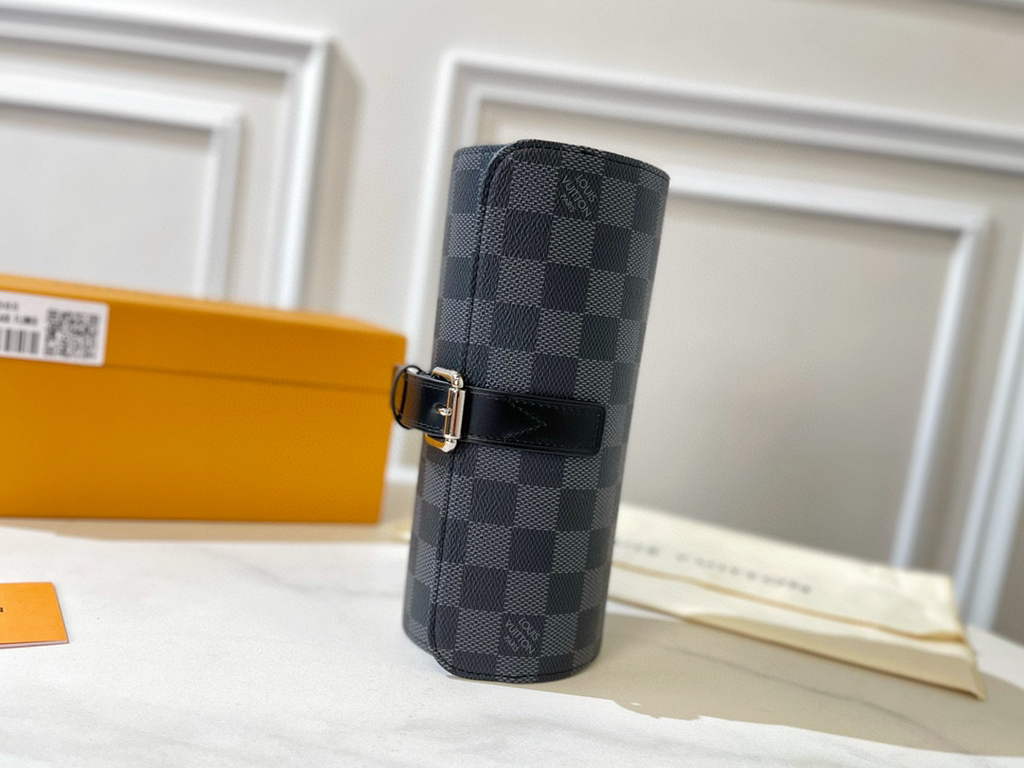 Louis Vuitton 3 Watch Case Damier Graphite Canvas N41137