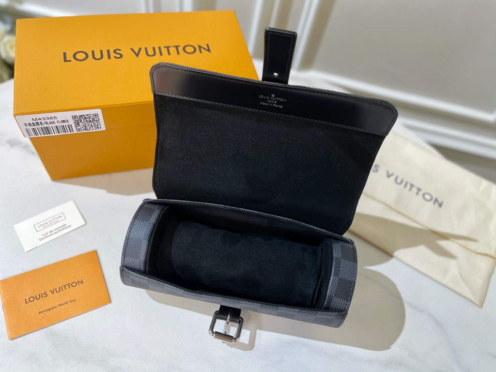 Louis Vuitton 3 Watch Case Damier Graphite Canvas N41137