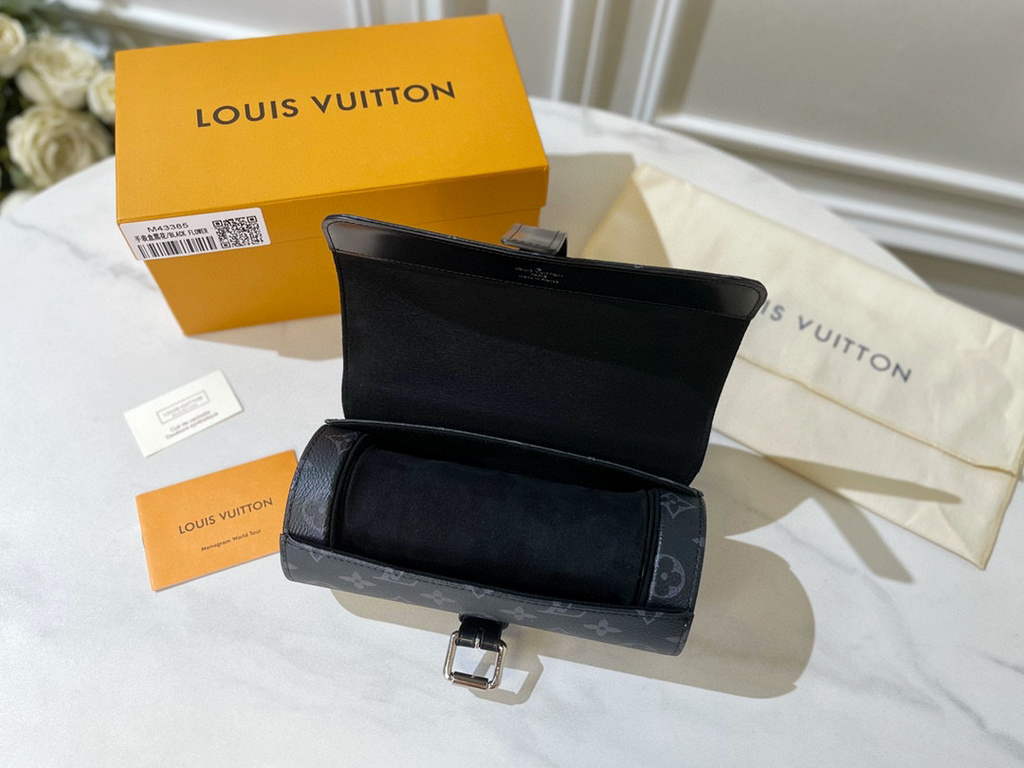Louis Vuitton 3 Watch Case Monogram Eclipse Canvas M43385