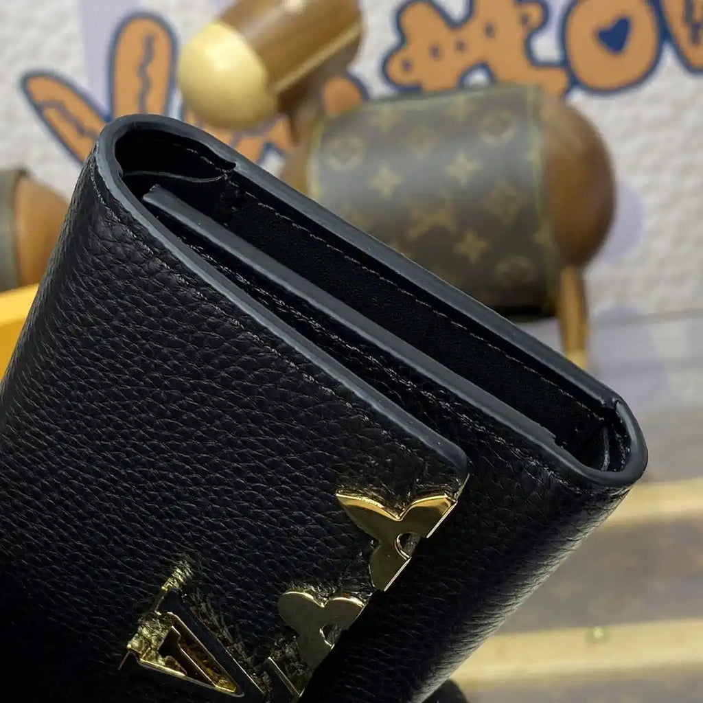 Louis Vuitton Capucines Compact Wallet LV M82764 Black