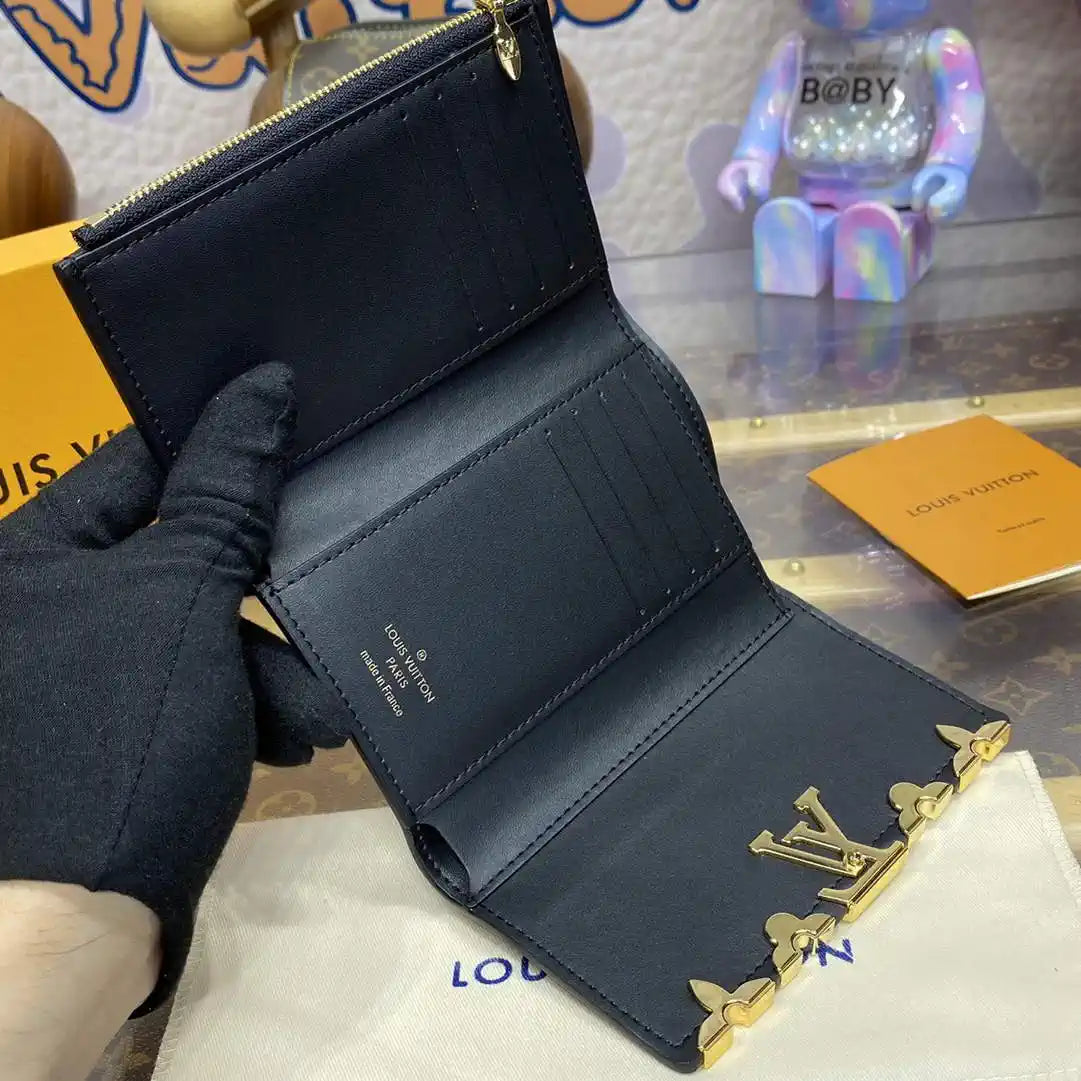 Louis Vuitton Capucines Compact Wallet LV M82764 Black