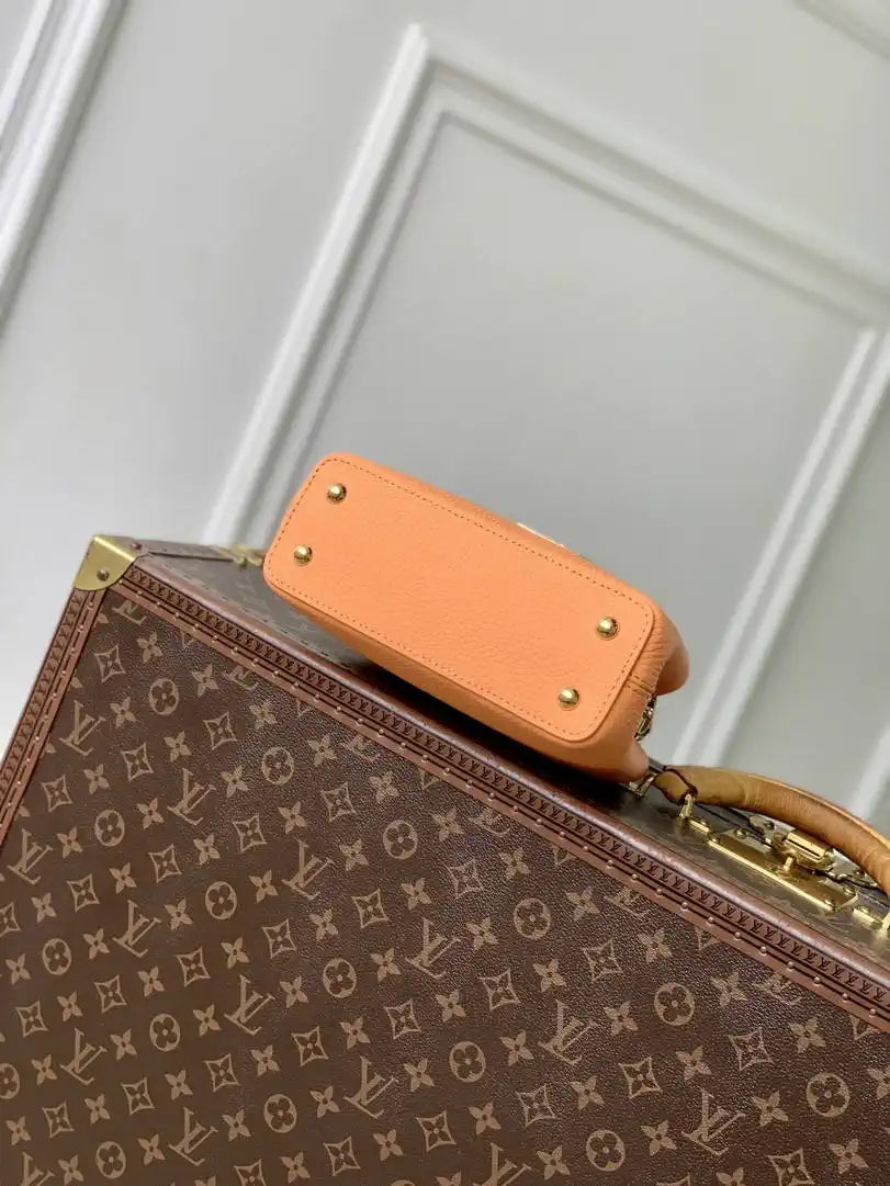 Louis Vuitton Capucines Mini Handbag LV M14396 Khaki Orange