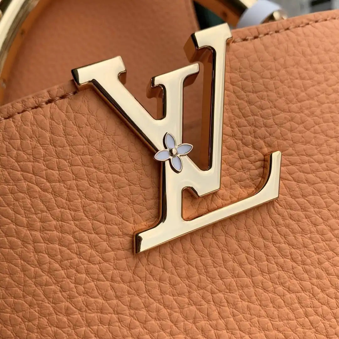 Louis Vuitton Capucines Mini Handbag LV M14396 Khaki Orange