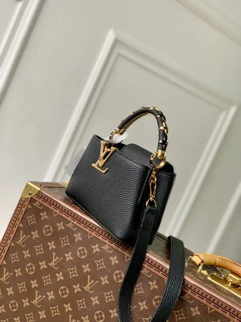 Louis Vuitton Capucines Mini Handbag LV M14976 Black