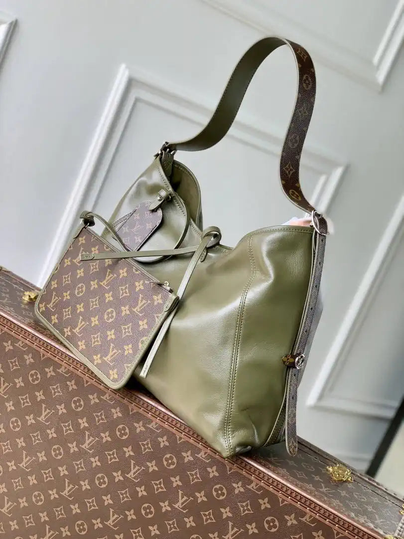 Louis Vuitton CarryAll Vibe MM Bag Monogram Empreinte LV M14268 Green