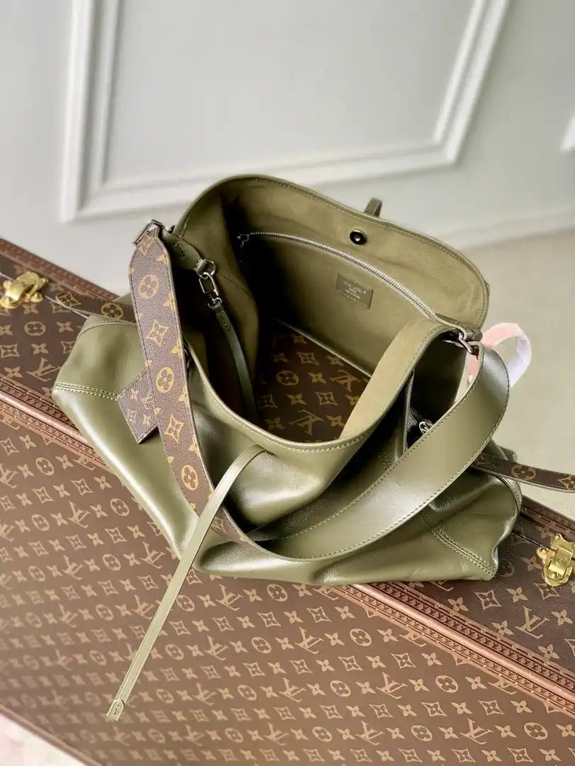 Louis Vuitton CarryAll Vibe MM Bag Monogram Empreinte LV M14268 Green