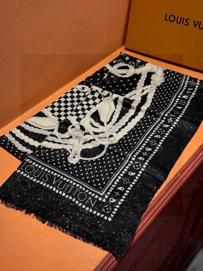 Louis Vuitton Fashion Silver Cashmere Scarf L39038