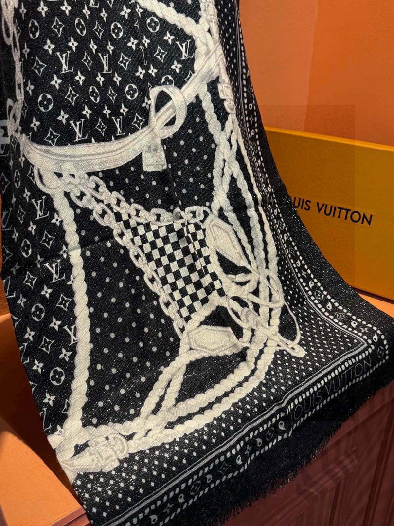 Louis Vuitton Fashion Silver Cashmere Scarf L39038