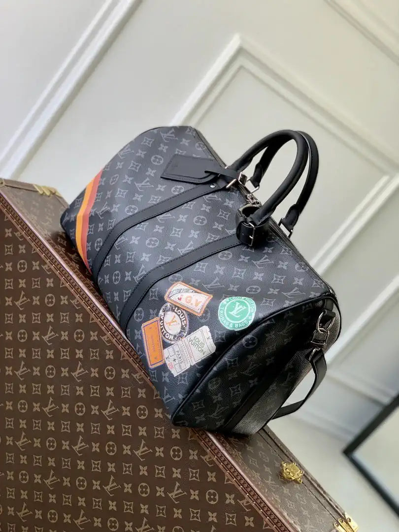 Louis Vuitton Keepall Bandouliere 45 Mon Monogram Bag LV P01949 Monogram Eclipse
