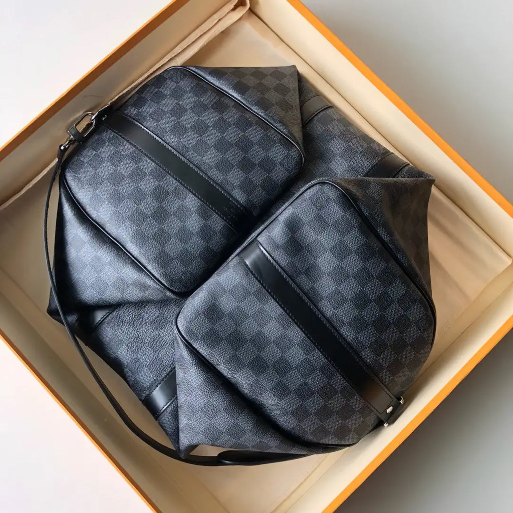 Louis Vuitton Keepall Bandouliere 50 Travel Bag LV N41416 Damier Graphite Canvas