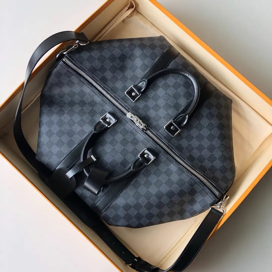 Louis Vuitton Keepall Bandouliere 50 Travel Bag LV N41416 Damier Graphite Canvas