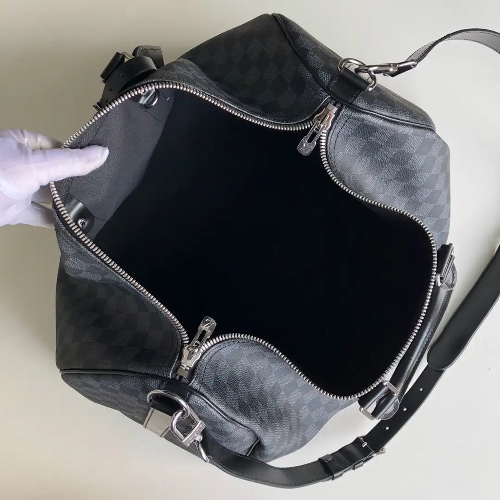 Louis Vuitton Keepall Bandouliere 50 Travel Bag LV N41416 Damier Graphite Canvas