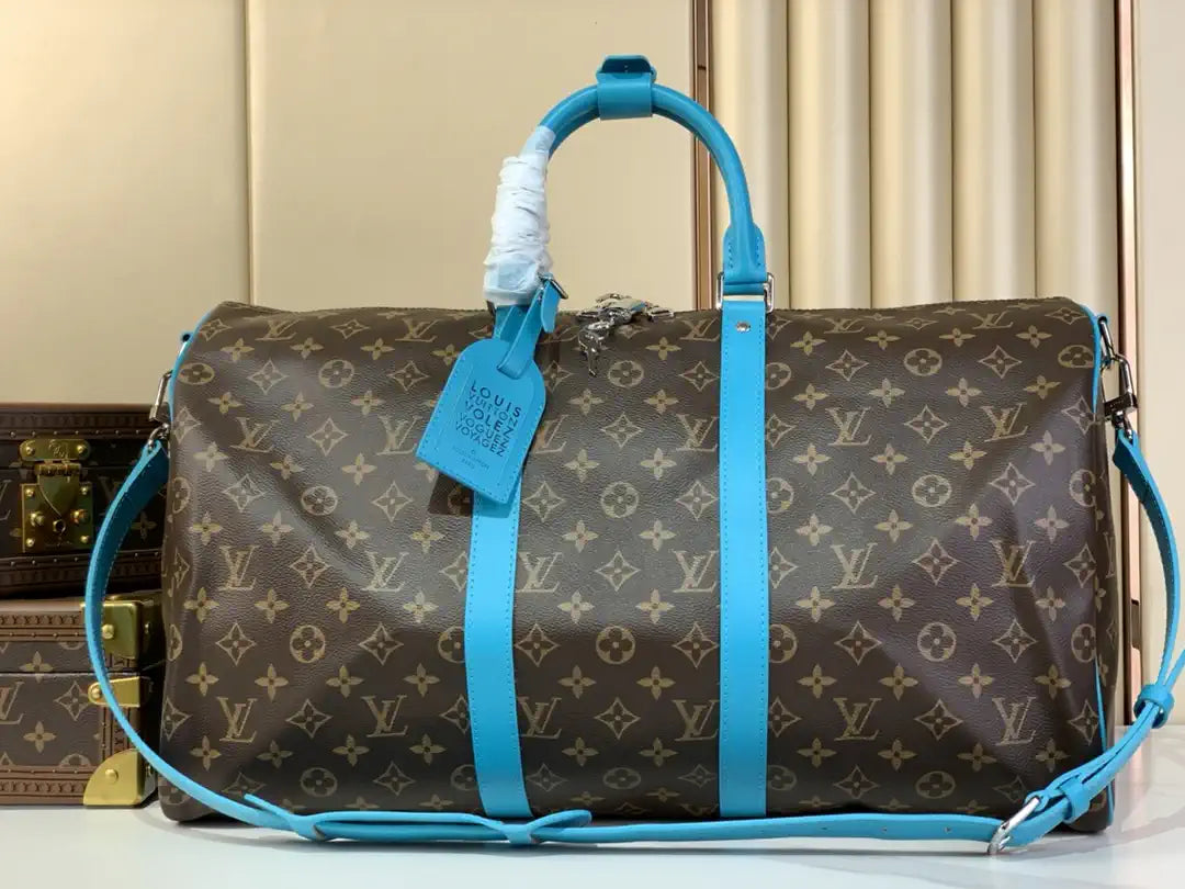 Louis Vuitton Keepall Bandouliere 50 Bag LV M12629 Monogram Light Blue