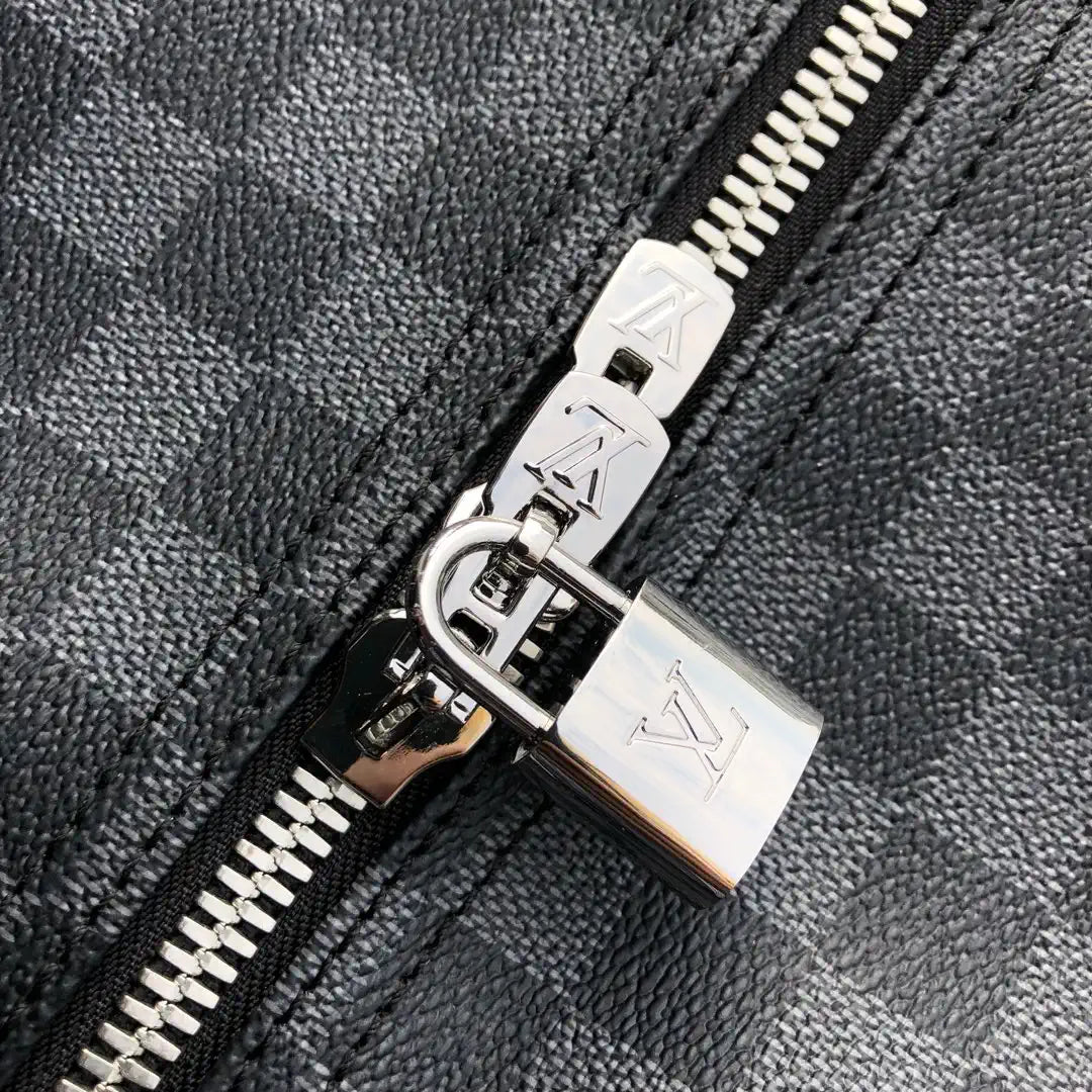 Louis Vuitton Keepall Bandouliere 55 Travel Bag LV N41413 Damier Graphite Canvas