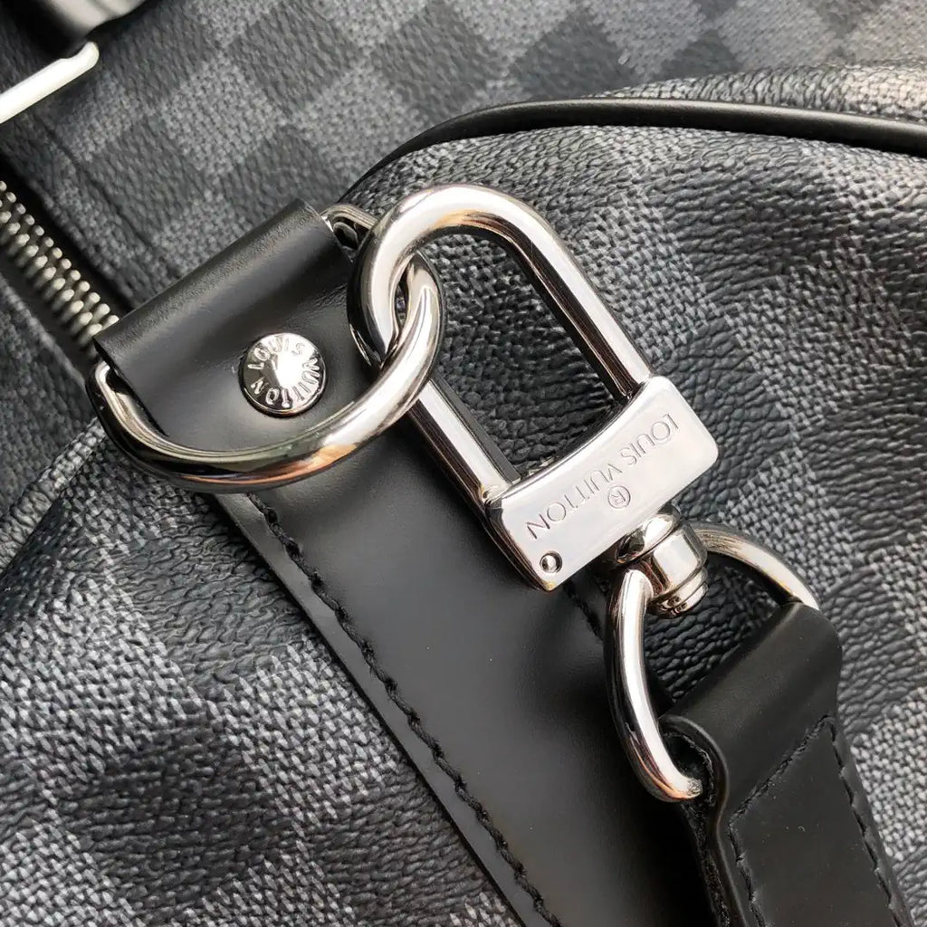 Louis Vuitton Keepall Bandouliere 55 Travel Bag LV N41413 Damier Graphite Canvas