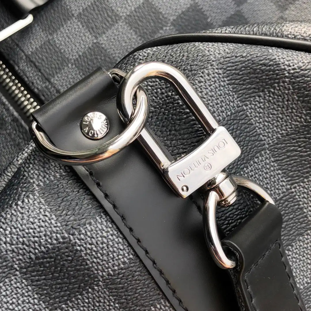 Louis Vuitton Keepall Bandouliere 55 Travel Bag LV N41413 Damier Graphite Canvas