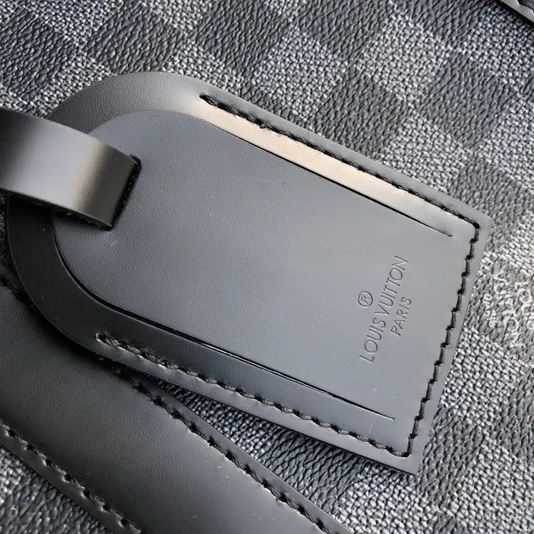 Louis Vuitton Keepall Bandouliere 55 Travel Bag LV N41413 Damier Graphite Canvas