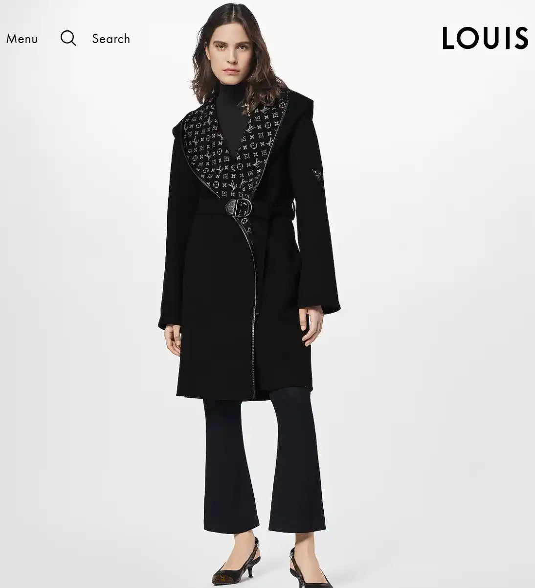 Louis Vuitton LV 1A4PE6 Women's Hooded Wrap Coat L55760