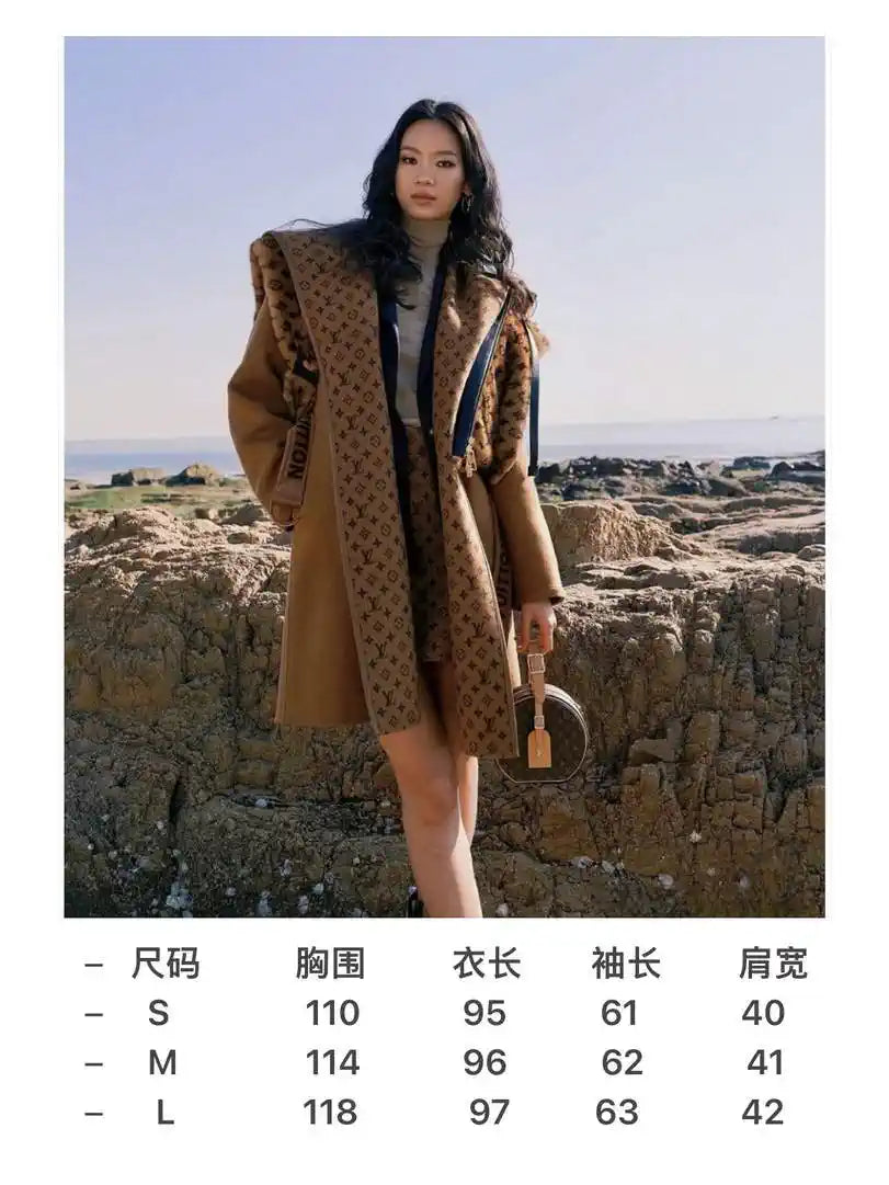 Louis Vuitton LV 1A4PE6 Women's Hooded Wrap Coat L55764