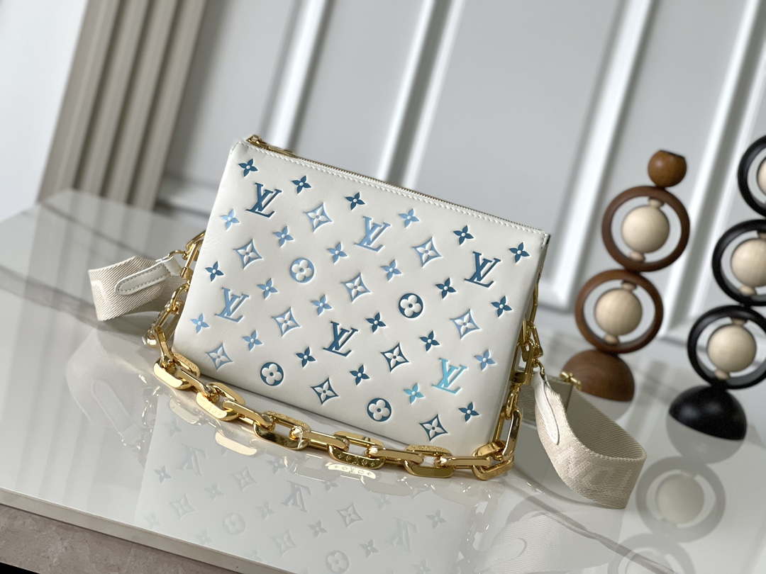Louis Vuitton LV M11225 Coussin PM Handbag lambskin White and Blue