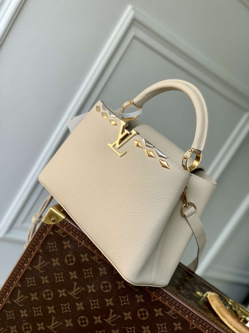 Louis Vuitton LV M12751 Capucines MM Handbag Apricot