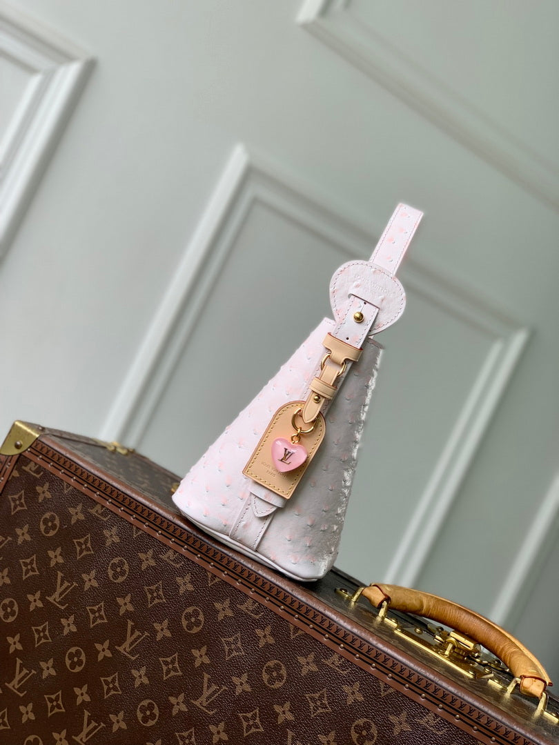 Louis Vuitton LV M12925 All In BB Bag Pink Ostrich Pattern