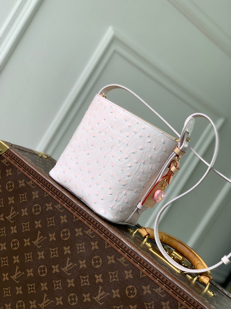 Louis Vuitton LV M12925 All In BB Bag Pink Ostrich Pattern