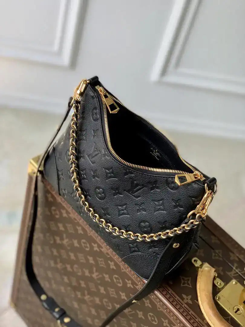 Louis Vuitton LV M12930 Boulogne PM Bag Monogram Empreinte Leather Black