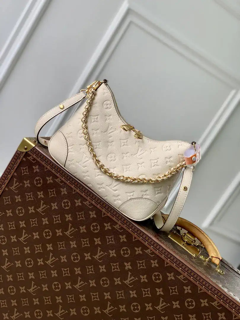 Louis Vuitton LV M12930 Boulogne PM Bag Monogram Empreinte Leather Beige