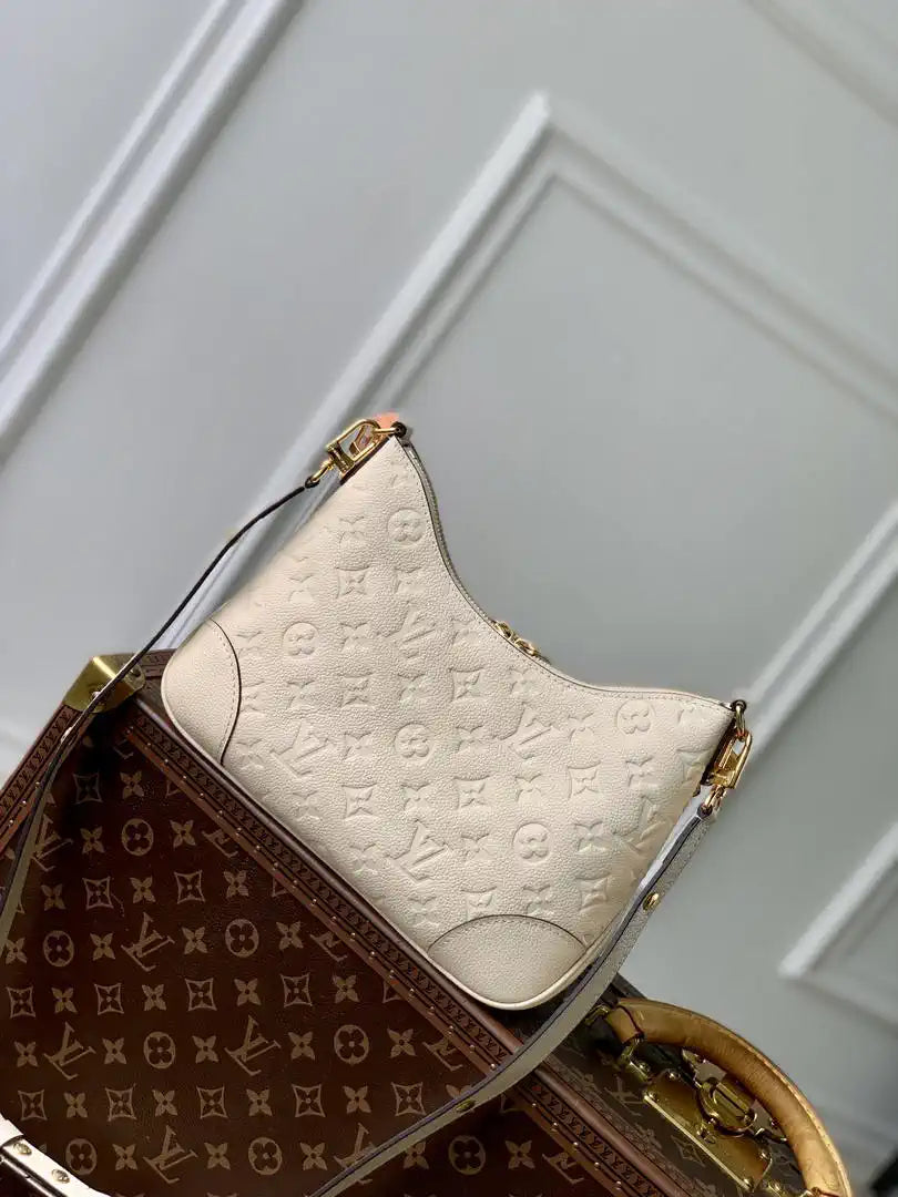 Louis Vuitton LV M12930 Boulogne PM Bag Monogram Empreinte Leather Beige