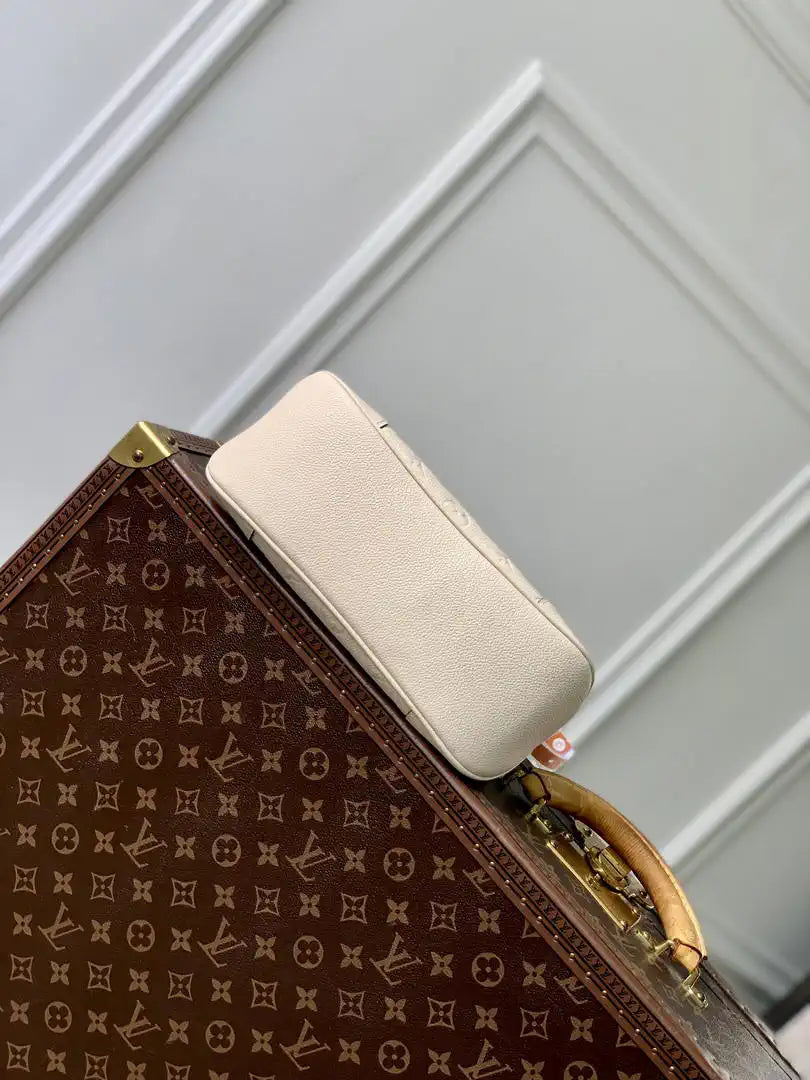 Louis Vuitton LV M12930 Boulogne PM Bag Monogram Empreinte Leather Beige