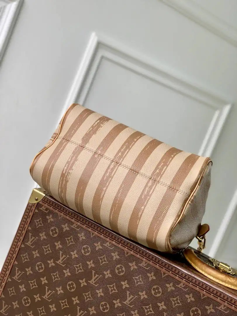 Louis Vuitton LV M14064 Speedy P9 Bandouliere 30 Bag Khaki Stripes