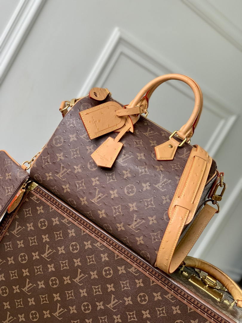 Louis Vuitton LV M14064 Speedy P9 Bandoulière 30 Bag Ostrich Dark Brown - Default Title - View 1