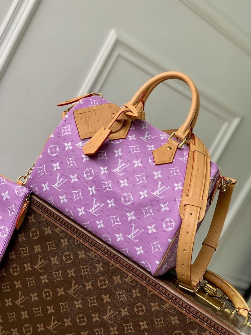 Louis Vuitton LV M14064 Speedy P9 Bandoulière 30 Bag Ostrich Ligth Purple