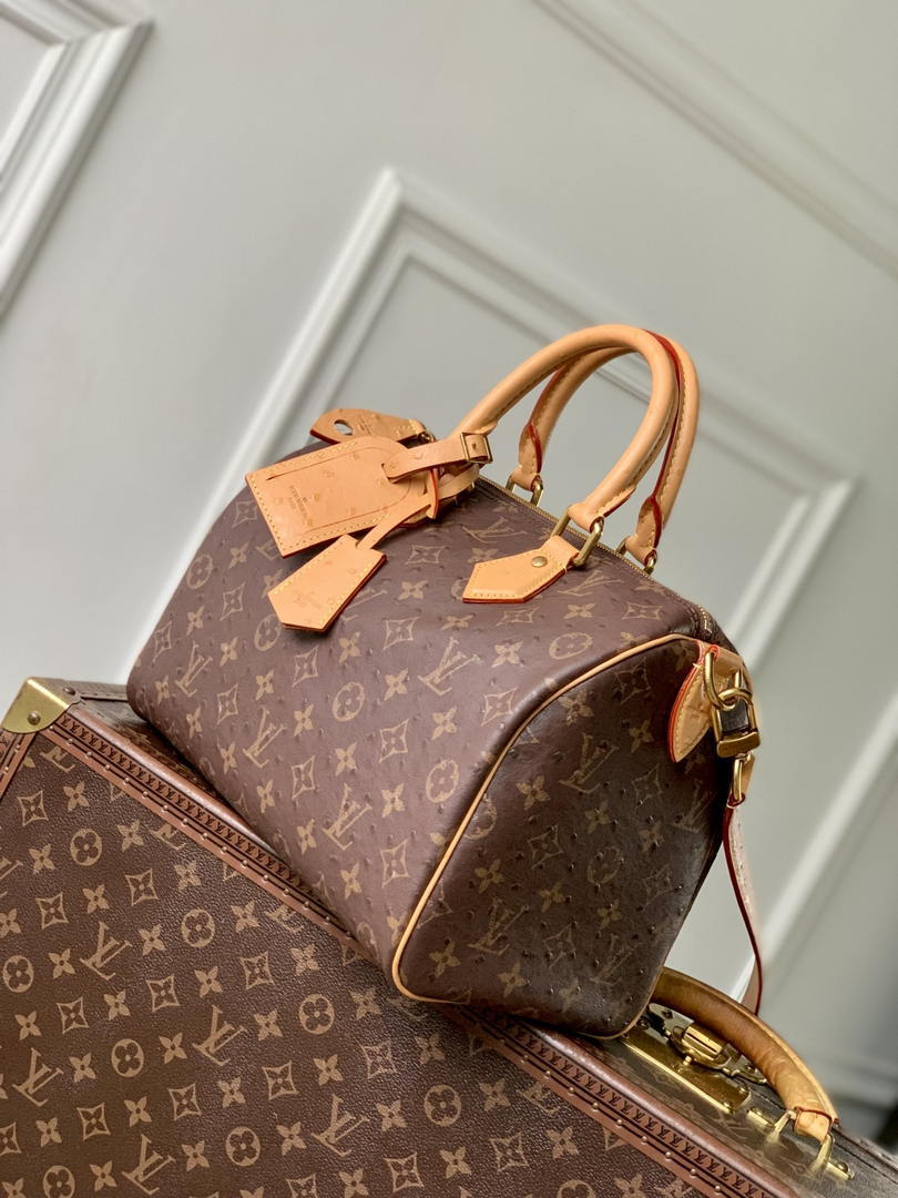 Louis Vuitton LV M14064 Speedy P9 Bandoulière 30 Bag Ostrich Dark Brown