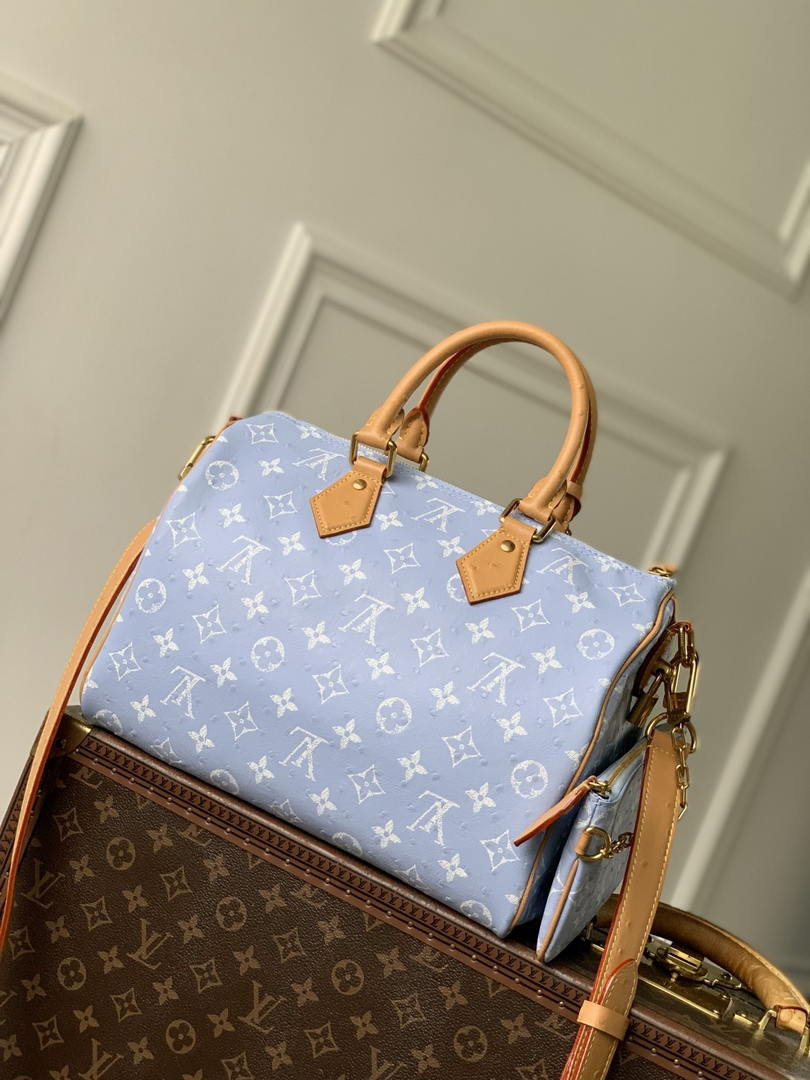 Louis Vuitton LV M14064 Speedy P9 Bandoulière 30 Bag Ostrich Ligth Blue
