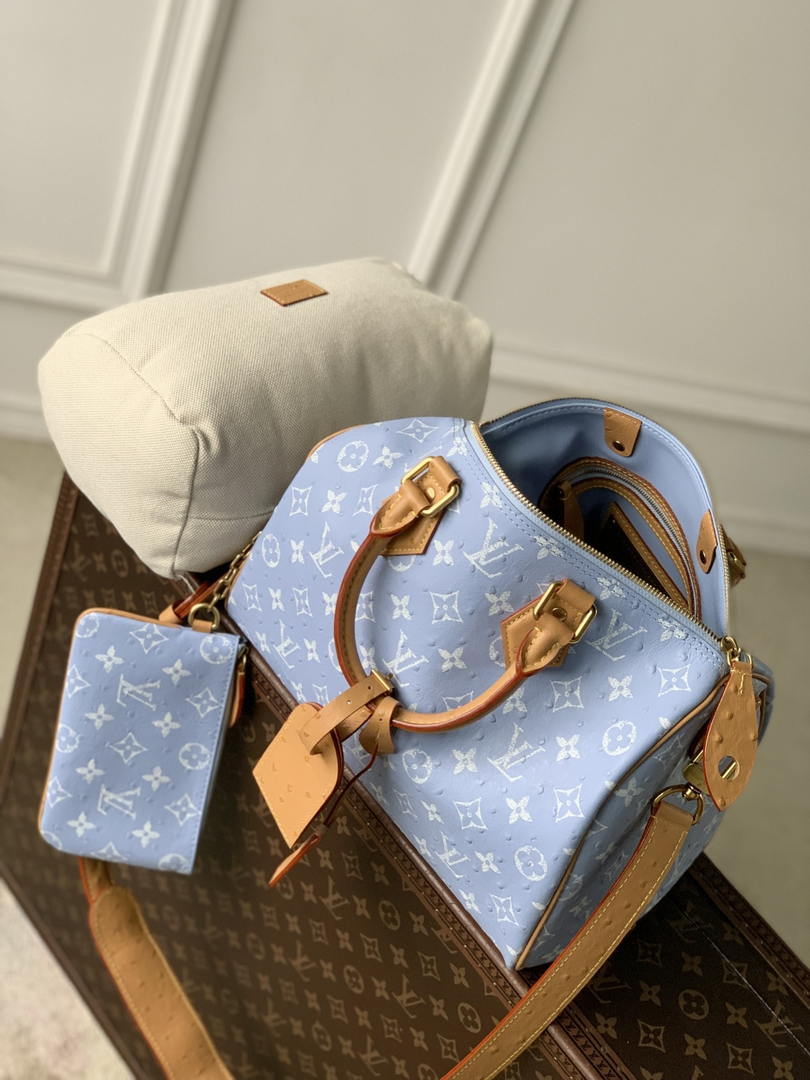 Louis Vuitton LV M14064 Speedy P9 Bandoulière 30 Bag Ostrich Ligth Blue