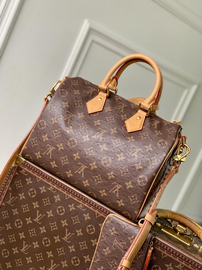 Louis Vuitton LV M14064 Speedy P9 Bandoulière 30 Bag Ostrich Dark Brown