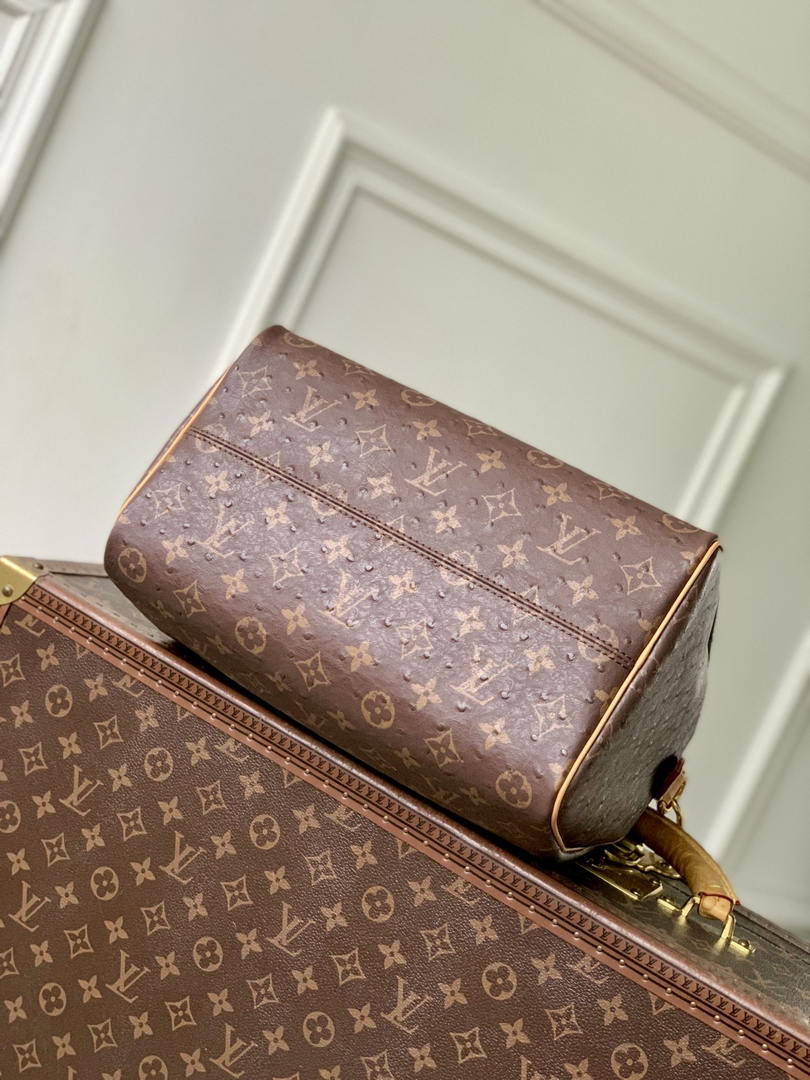 Louis Vuitton LV M14064 Speedy P9 Bandoulière 30 Bag Ostrich Dark Brown