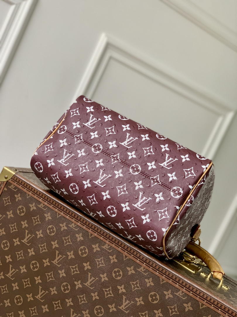 Louis Vuitton LV M14064 Speedy P9 Bandoulière 30 Bag Ostrich Jujube red
