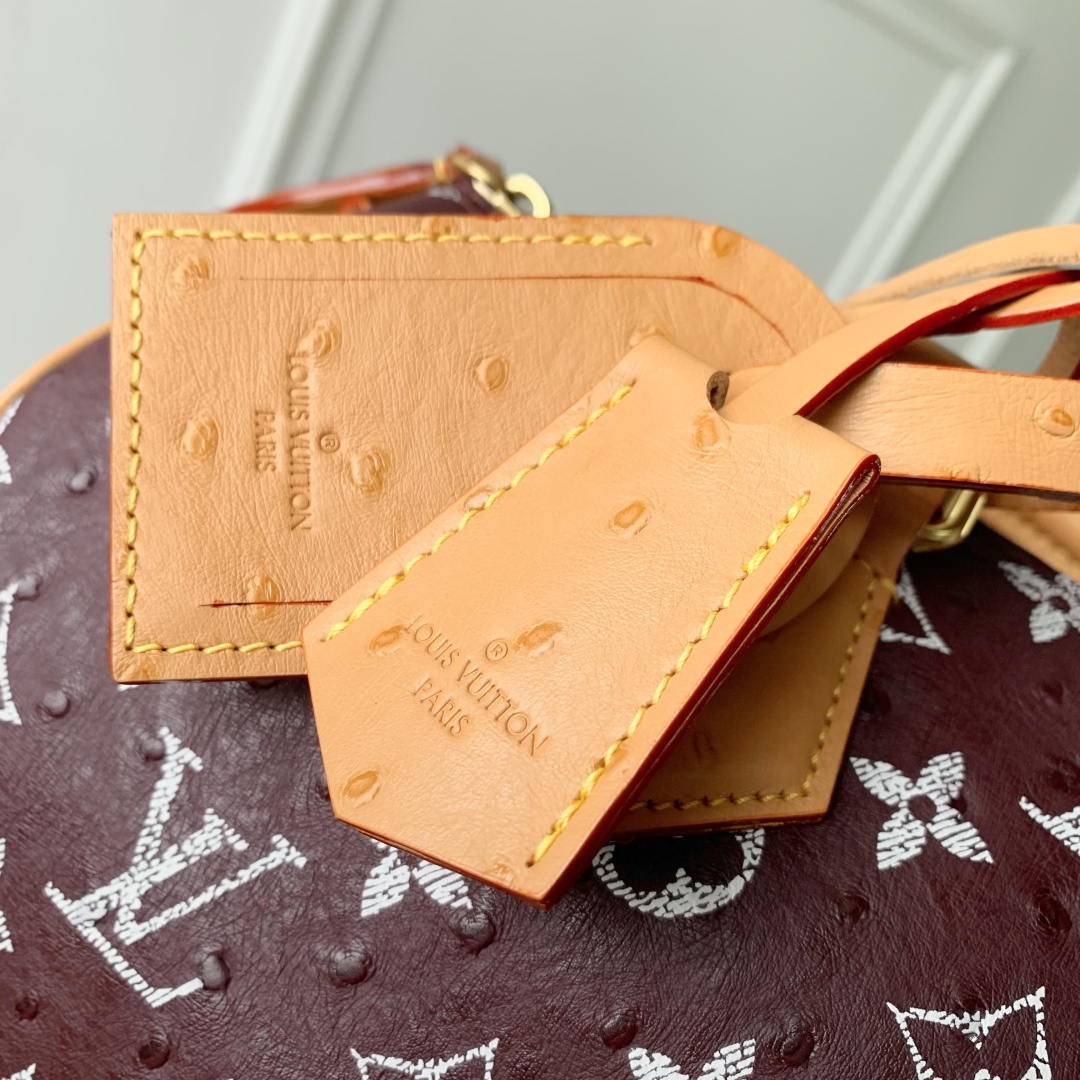 Louis Vuitton LV M14064 Speedy P9 Bandoulière 30 Bag Ostrich Jujube red
