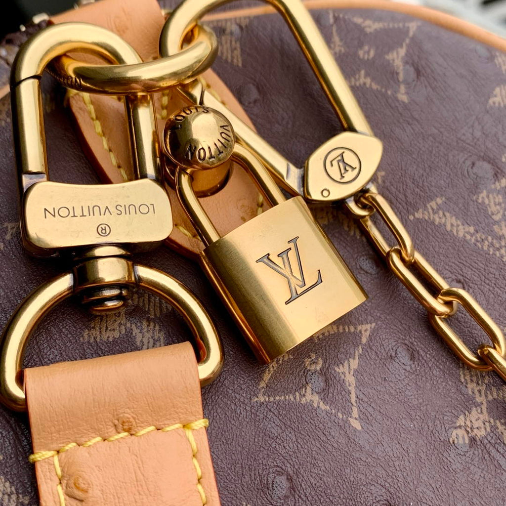Louis Vuitton LV M14064 Speedy P9 Bandoulière 30 Bag Ostrich Dark Brown